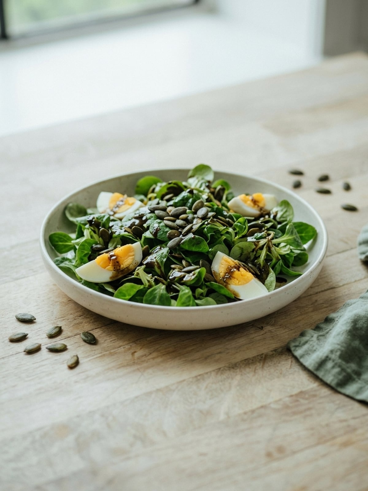 Valerianella con condimento all'olio di zucca