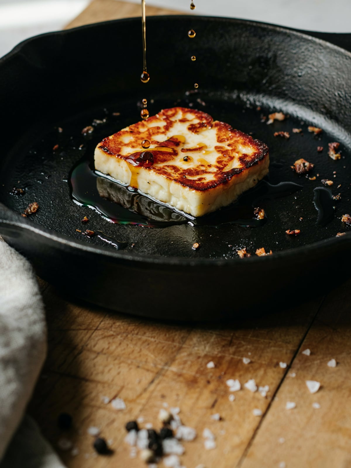 Formaggio alla griglia con olio di zucca