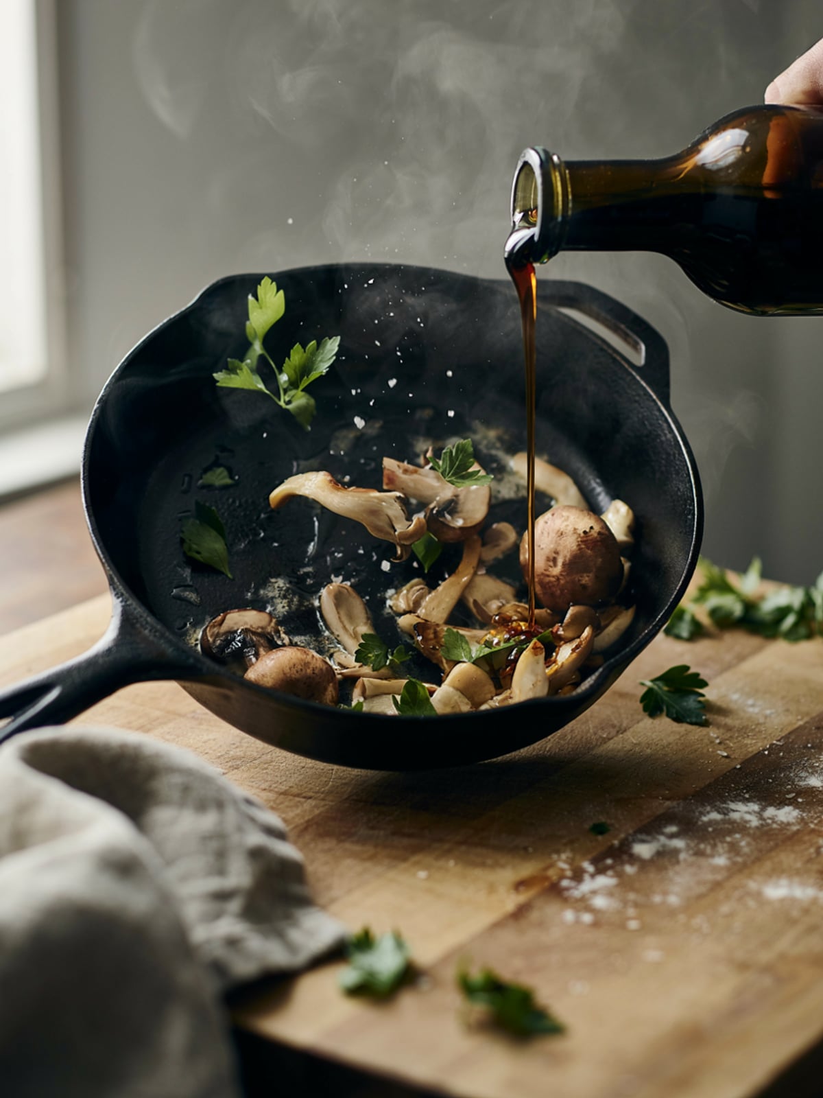 Padellata di funghi con olio di zucca