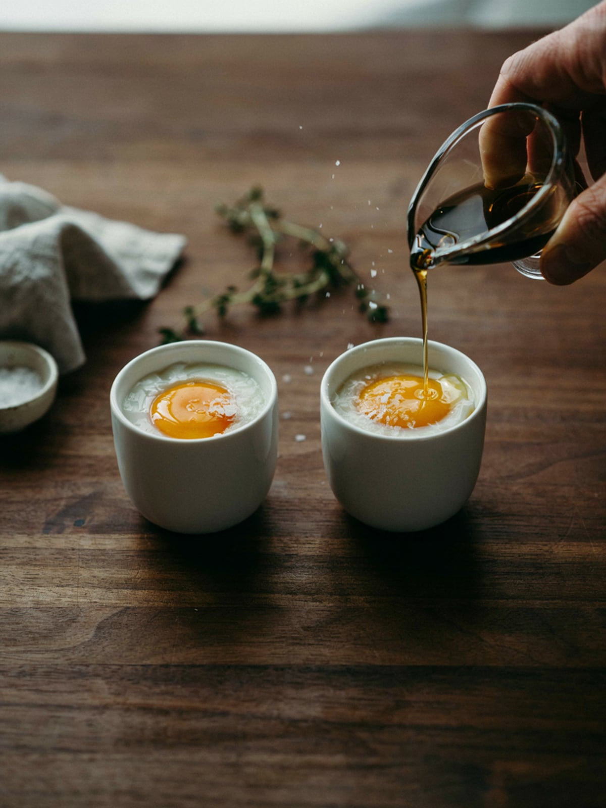 Uova alla coque con olio di zucca